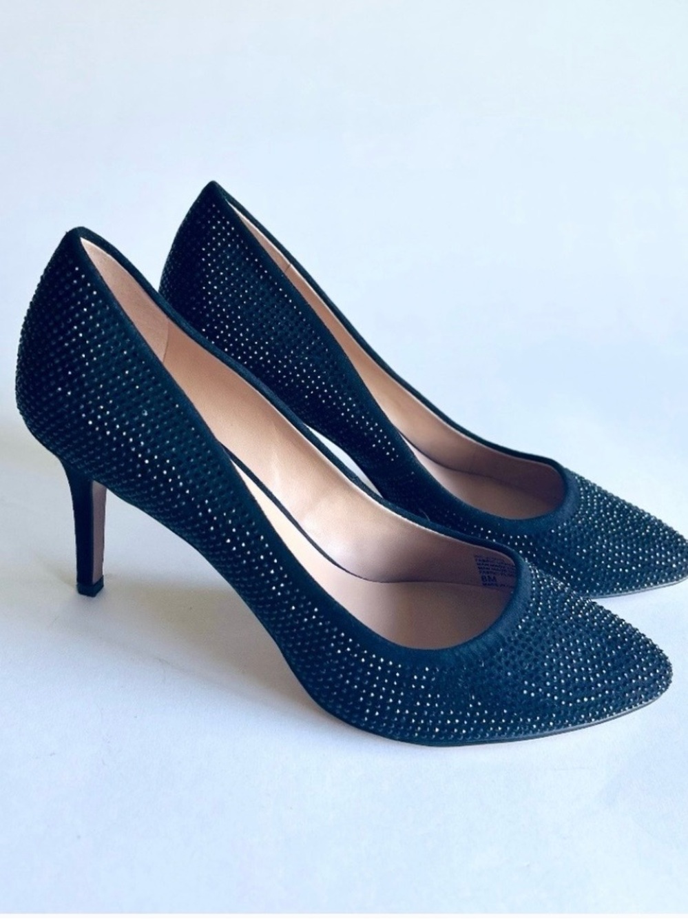 INC International Concepts Black Fabric Black Glitter Dots Almond Toe Pumps sz8